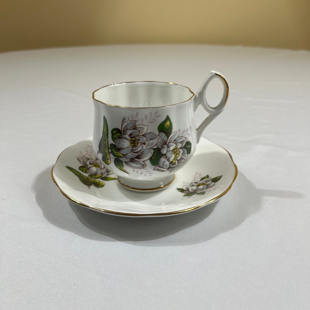 Royal Dover Tea Cup Saucer Set July Water Lily Bone China